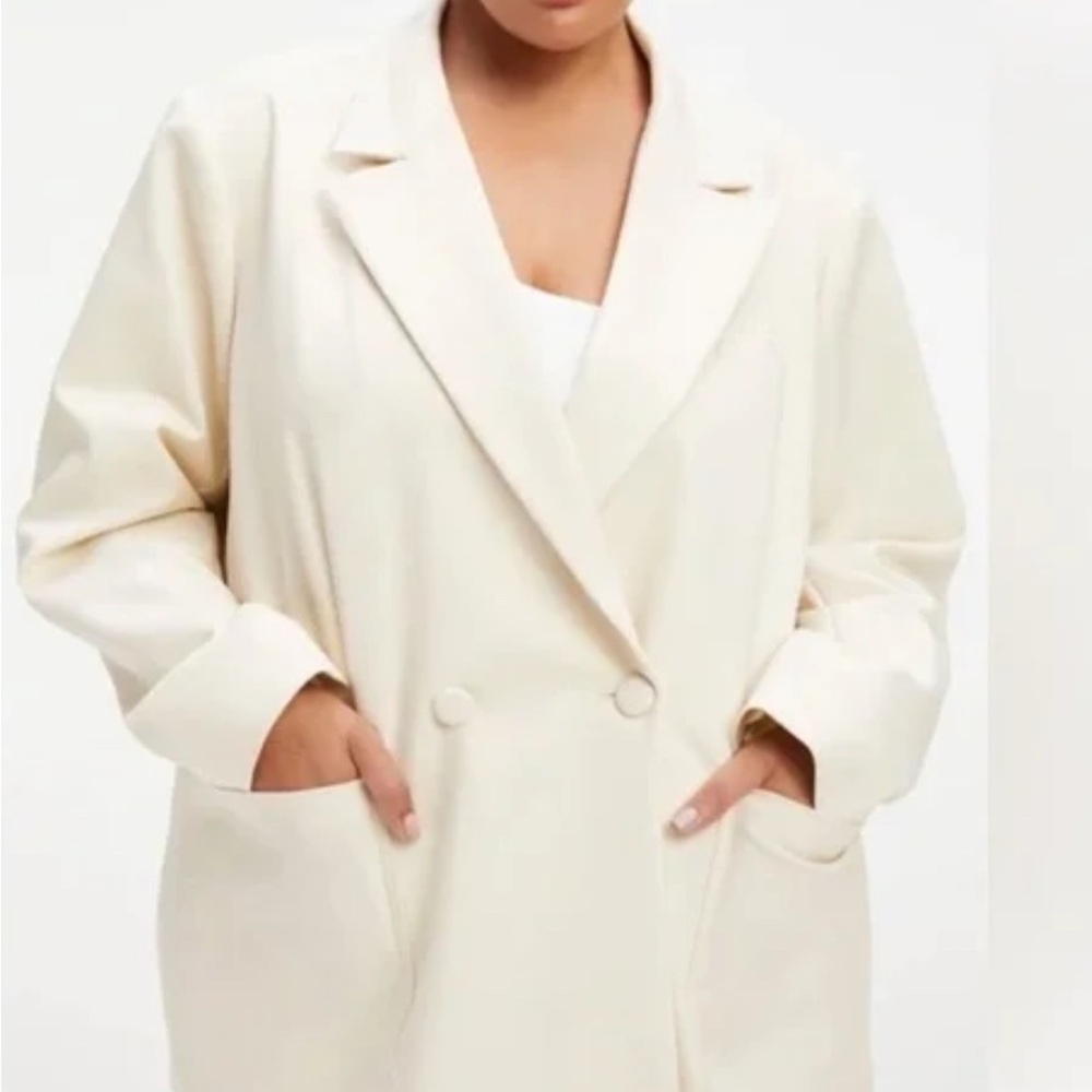 Good American Unisex Blazer in Bone, Size 7 (4X)
